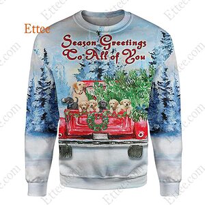 Golden Retrievers Season Greetings To All of You 3D Unisex Hoodie - Ettee - 3D