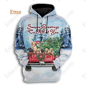 Golden Retrievers Season Greetings To All of You 3D Unisex Hoodie - Ettee - 3D