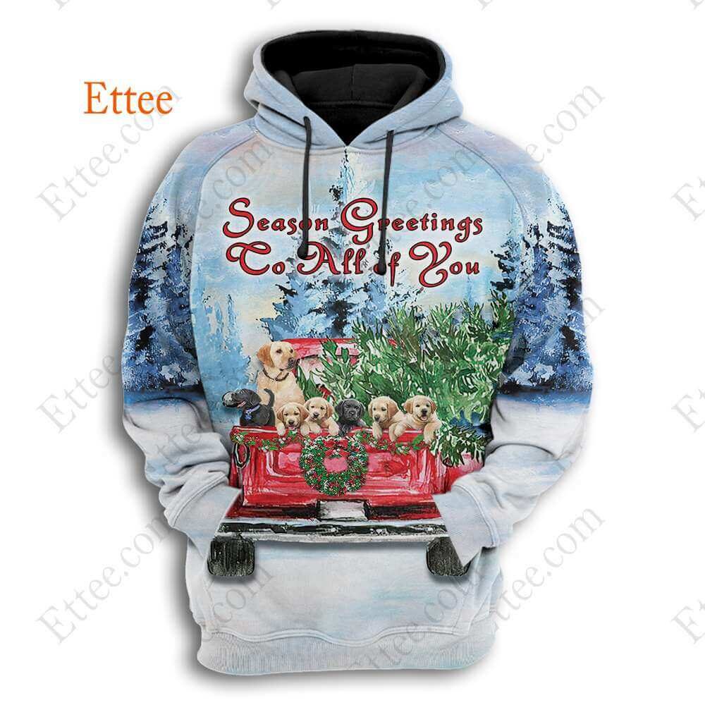 Golden Retrievers Season Greetings To All of You 3D Unisex Hoodie - Ettee - 3D
