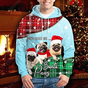 Pug Santa Paws Christmas 3D Hoodie Unisex - Ettee - 3D Hoodie
