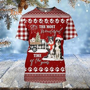 Border Collie 3D Unisex Hoodie, It's The Most Wonderful Time of The Year - Ettee - 3D