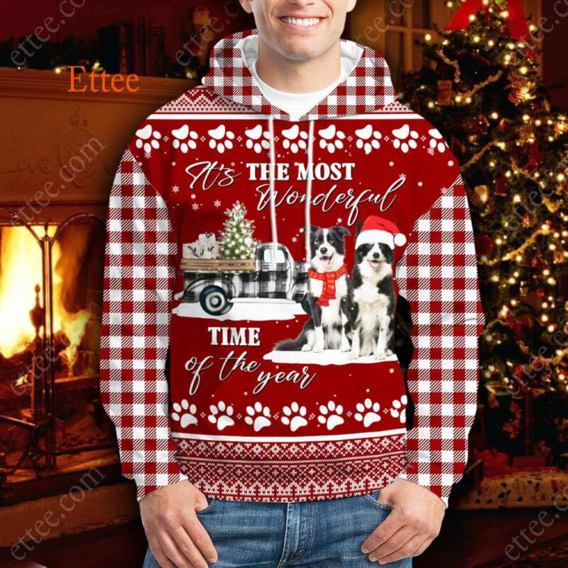 Border Collie 3D Unisex Hoodie, It's The Most Wonderful Time of The Year