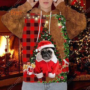 Pug Christmas Cute Dog 3D Unisex Hoodie - Ettee - 3D