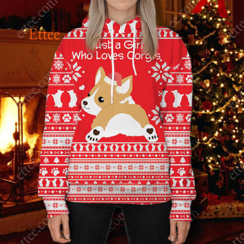 Corgi Christmas 3D Hoodie, Just a Girl Who Lovers Corgis