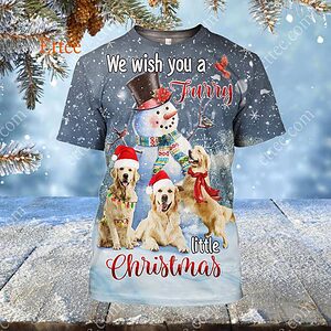 Golden Retrievers 3D Unisex Hoodie, We Wish You a Furry Little Christmas - Ettee - 3D