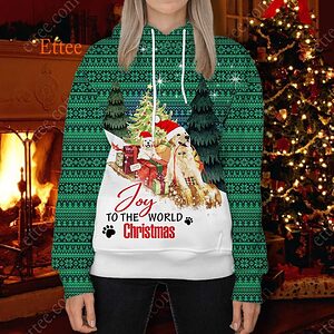 Golden Retrievers Christmas 3D Hoodie, Joy To The World - Ettee - 3D Hoodie
