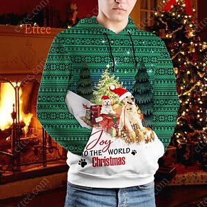 Golden Retrievers Christmas 3D Hoodie, Joy To The World - Ettee - 3D Hoodie