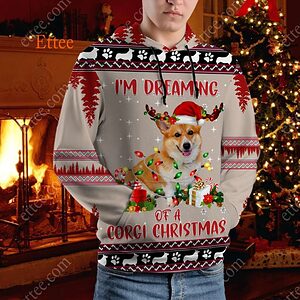Corgi Dog 3D Hoodie, I'm Dreaming of a Corgi Christmas - Ettee - 3D Hoodie