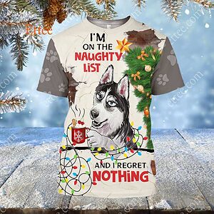Siberian Husky 3D Unisex Hoodie, I'm On The Naughty List & I Regret Nothing - Ettee - 3D