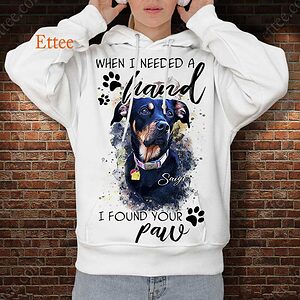 Dog Custom Photo Watercolor 3D Unisex Hoodie, When I Needed A Hand I Found Your Paw - Ettee - 3D