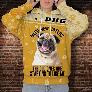 Pug 3D Unisex Hoodie, Need New Haters - Ettee - 3D