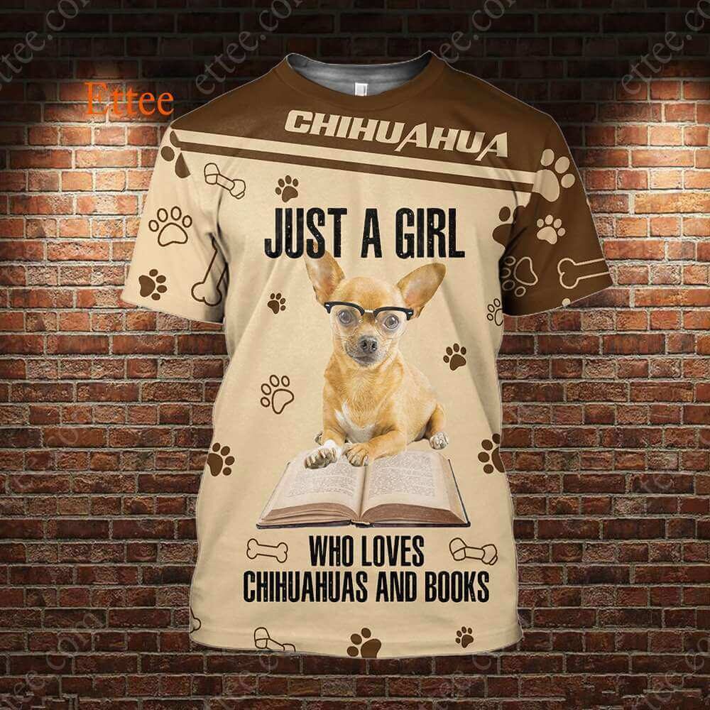 Reading Chihuahua 3D Unisex Hoodie, A Girl Who Loves Chihuahuas & Books - Ettee - 3D Hoodie