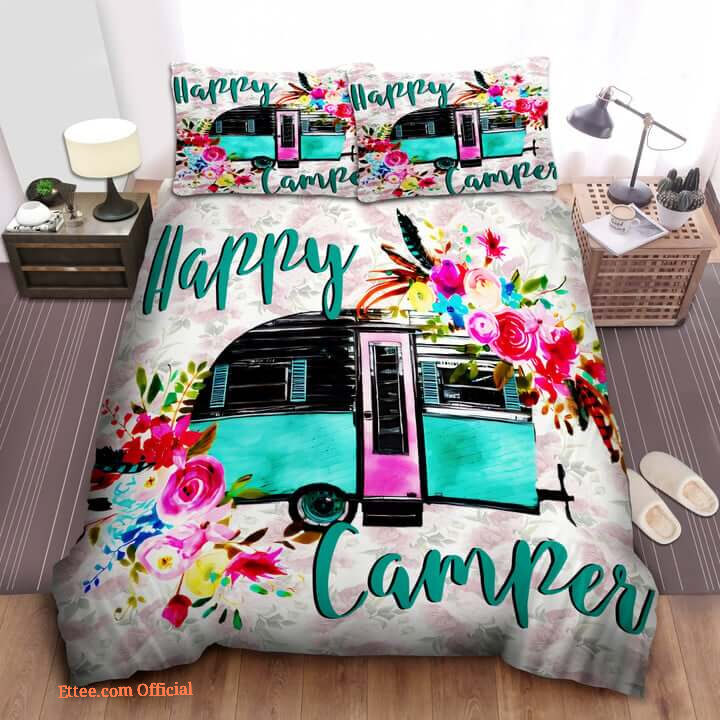 3D Camping Car Happy Camper Cotton Bed Sheets Spread Comforter