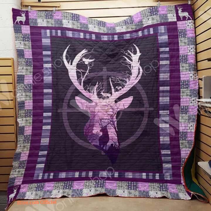 Deer Hunting Purple Gradient Quilt Blanket Great Customized Gifts For Birthday Christmas Thanksgiving Perfect Gifts For Hunting Lover