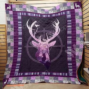 Deer Hunting Purple Gradient Quilt Blanket Great Customized Gifts For Birthday Christmas Thanksgiving Perfect Gifts For Hunting Lover - King - Ettee