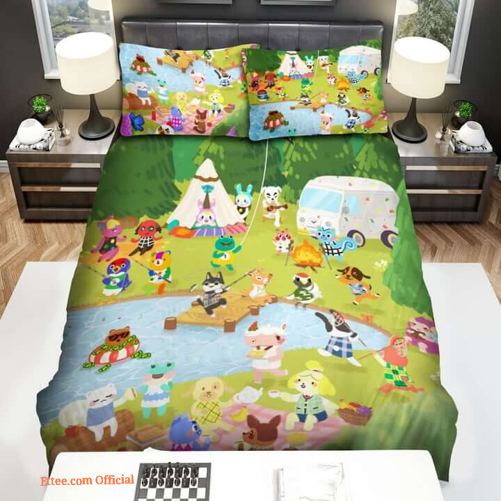 Animal Crossing Camping Bed Sheets Spread Comforter Duvet Cover Bedding Sets