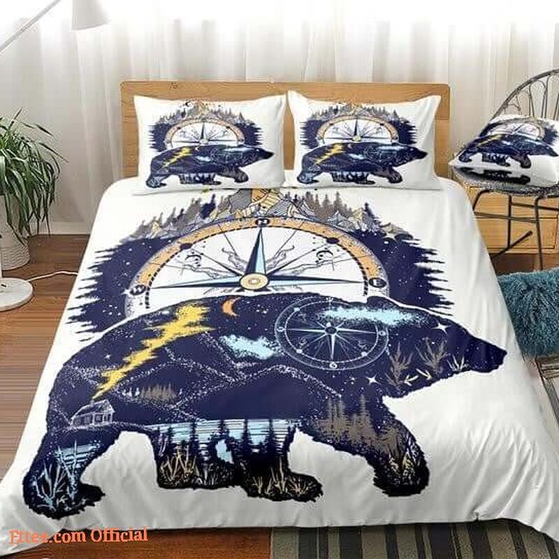 Bear Go Camping Cotton Bed Sheets Spread Comforter Duvet Cover Bedding Sets - King - Ettee
