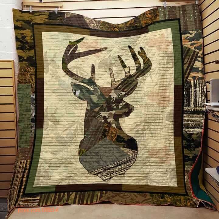 Hunting Deer Camo Quilt Blanket Great Customized Gifts For Birthday Christmas Thanksgiving Perfect Gifts For Hunting Lover