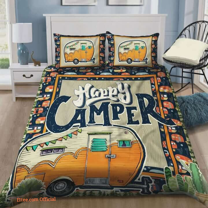 Camping Being A Happy Camper Cotton Bed Sheets Spread Comforter Duvet Cover Bedding Sets