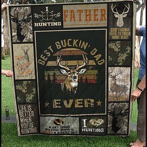 Hunting Best Buckin Dad Ever Quilt Blanket Great Customized Gifts For Birthday Christmas Thanksgiving Father's Day - Twin - Ettee