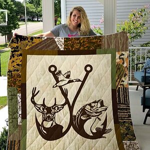 Hunting Fishing Quilt Blanket Great Customized Gifts For Birthday Christmas Thanksgiving Perfect Gifts For Hunting Lover - Twin - Ettee