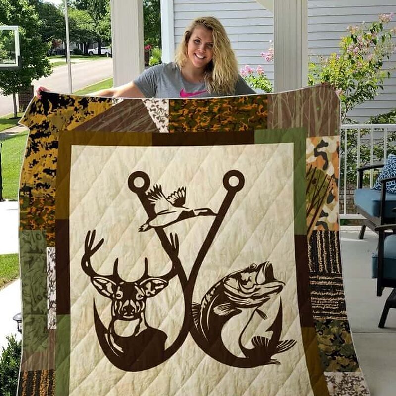 Hunting Fishing Quilt Blanket Great Customized Gifts For Birthday Christmas Thanksgiving Perfect Gifts For Hunting Lover - Twin - Ettee