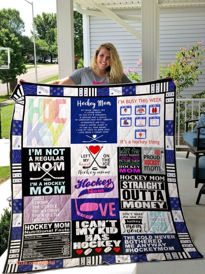 Ice Hockey Mom Straight Outta Money Quilt Blanket