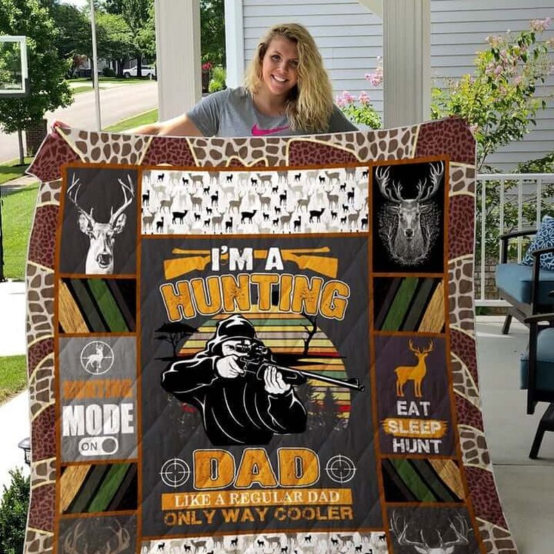 Hunting Dad Eat Sleep Hunt Quilt Blanket Great Customized Gifts For Birthday Christmas Thanksgiving Father's Day Perfect Gifts For Hunting Lover