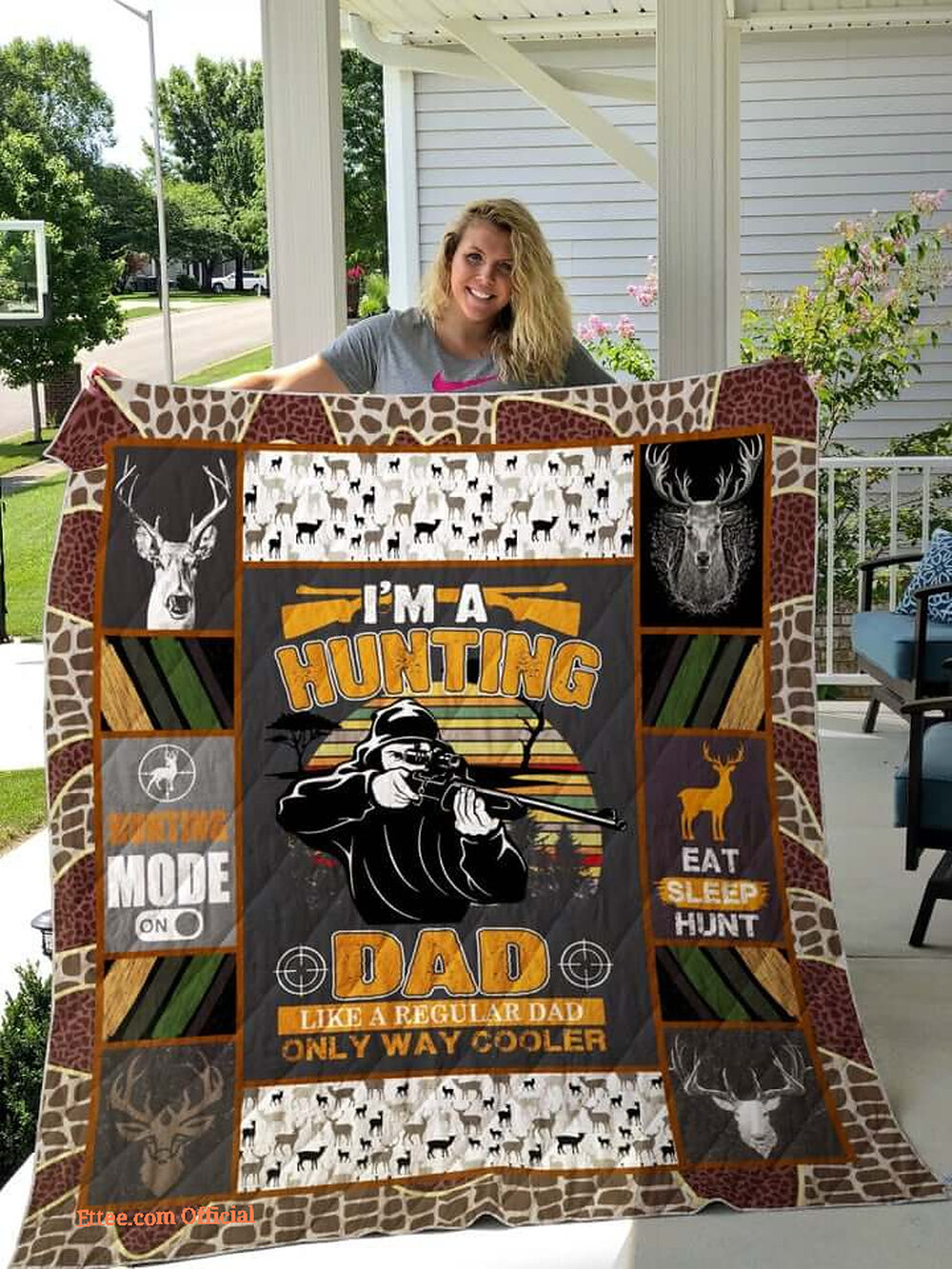 Hunting Dad Eat Sleep Hunt Quilt Blanket Great Customized Gifts For Birthday Christmas Thanksgiving Father's Day Perfect Gifts For Hunting Lover - Twin - Ettee