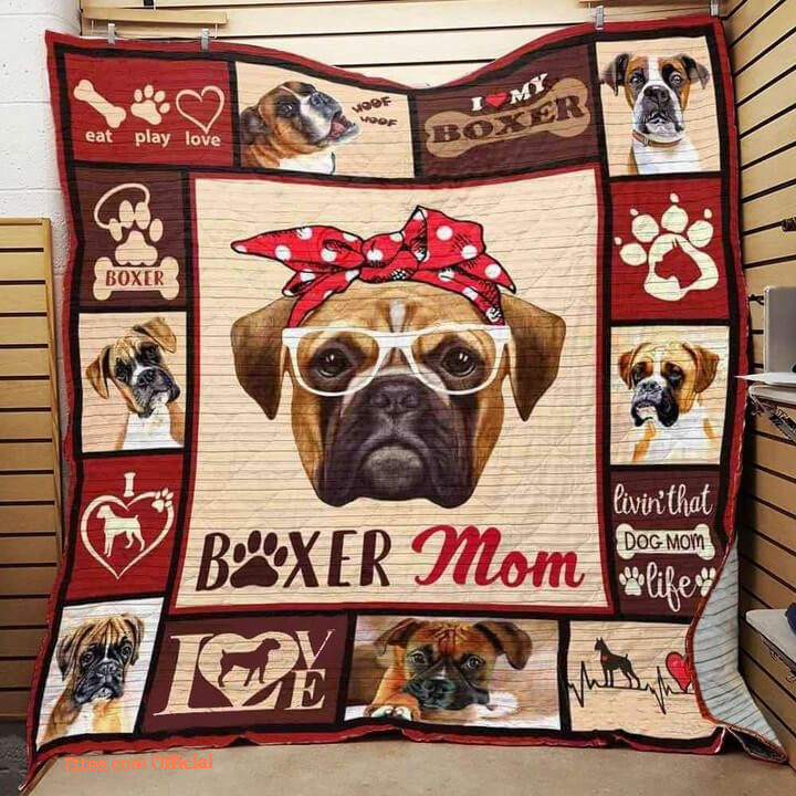 Boxer Living That Dog Mom Life Quilt Blanket Great Customized Blanket Gifts For Birthday Christmas Thanksgiving