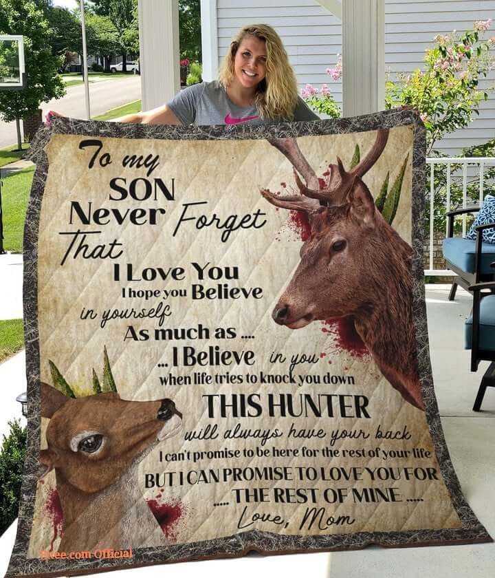 Personalized Deer Hunting To My Son I Love You From Dad Quilt Blanket Great Customized Blanket For Birthday Christmas Thanksgiving Anniversary