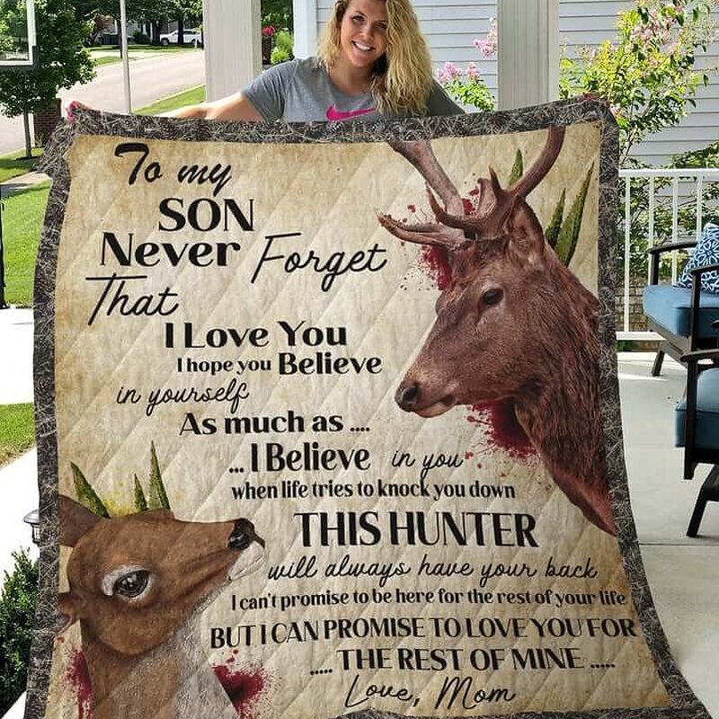 Personalized Deer Hunting To My Son I Love You From Dad Quilt Blanket Great Customized Blanket For Birthday Christmas Thanksgiving Anniversary - Twin - Ettee
