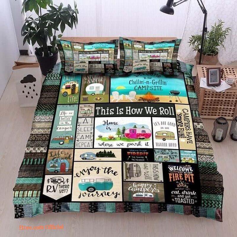 Camping This Is How We Roll Cotton Bed Sheets Spread Comforter Duvet Cover Bedding Sets