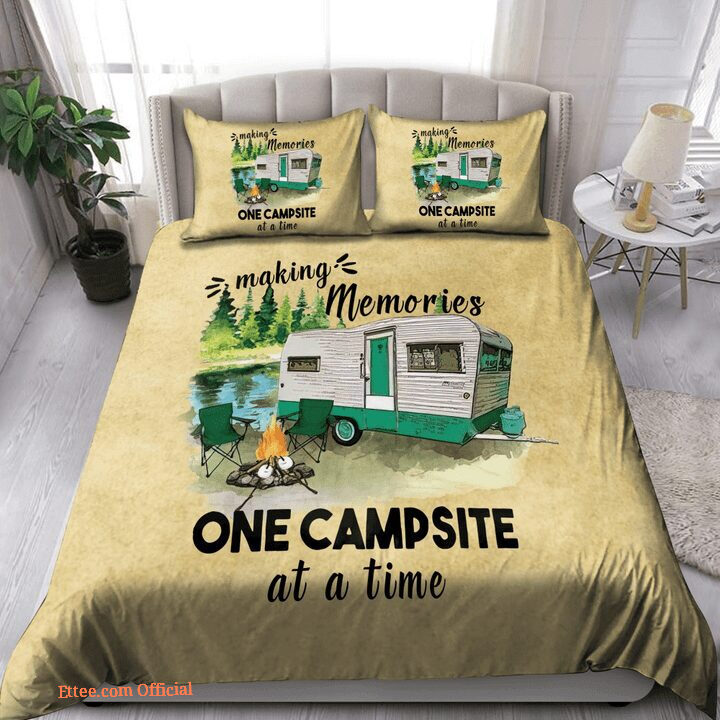 Camping One Campsite At A Time Bed Sheets Spread Comforter Duvet Cover Bedding Sets