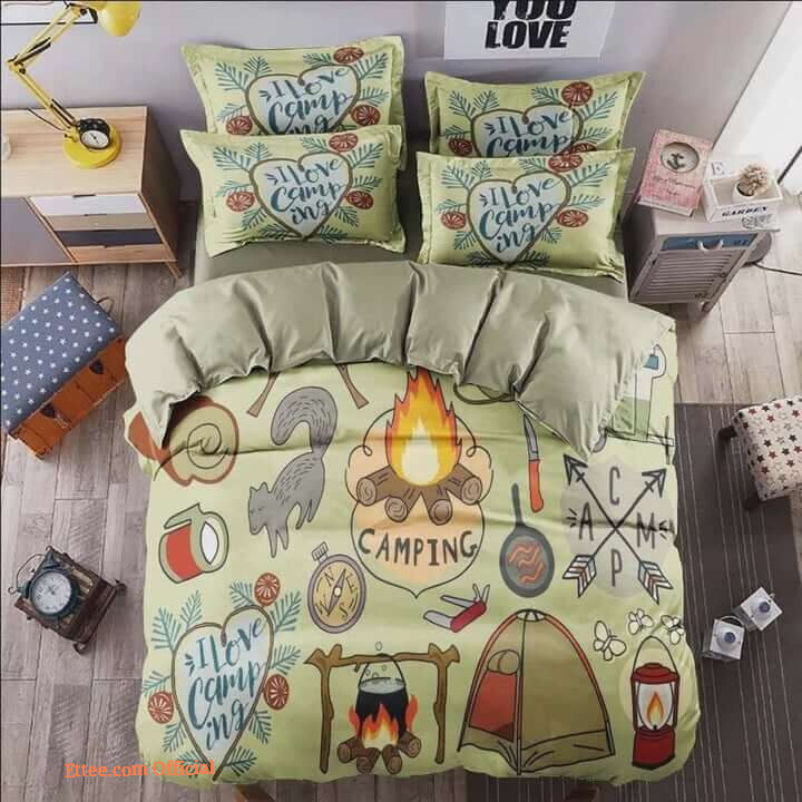 Camping Lovers Cotton Bed Sheets Spread Comforter Duvet Cover Bedding Sets