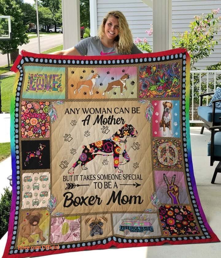 Boxer Boxer Mom Special Pattern Dog Hippie Symbol Quilt Blanket Great Customized Blanket Gifts For Birthday Christmas Thanksgiving
