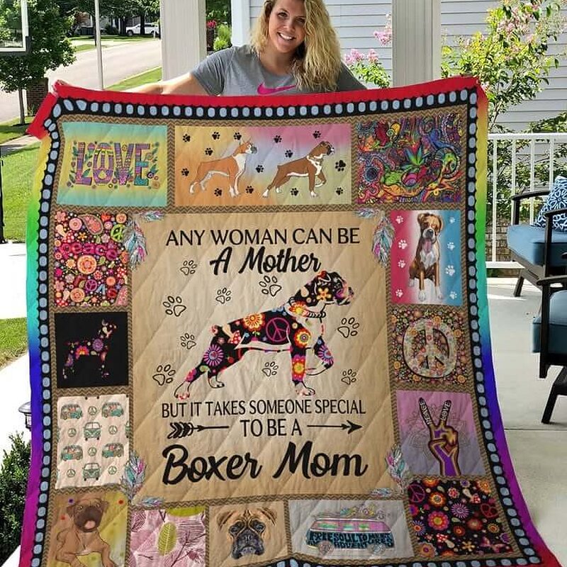 Boxer Boxer Mom Special Pattern Dog Hippie Symbol Quilt Blanket Great Customized Blanket Gifts For Birthday Christmas Thanksgiving