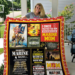 I Once Protected Him Now He Protects Me Marine Mom Quilt Blanket Great Customized Blanket Gifts For Birthday Christmas Thanksgiving - Super King - Ettee