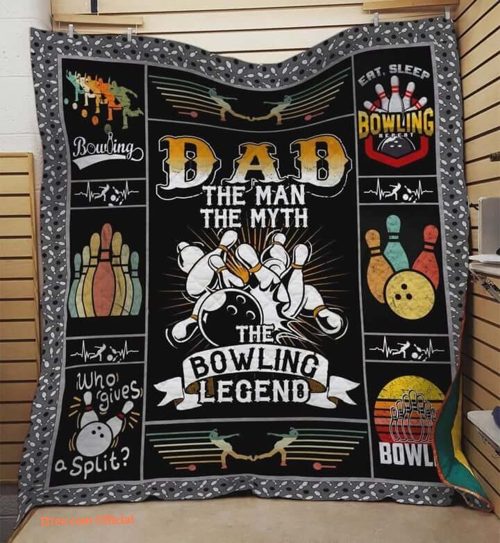 Bowling Dad The Man The Myth The Bowling Legend Quilt Blanket Great Customized Blanket Gifts For Birthday Christmas Thanksgiving