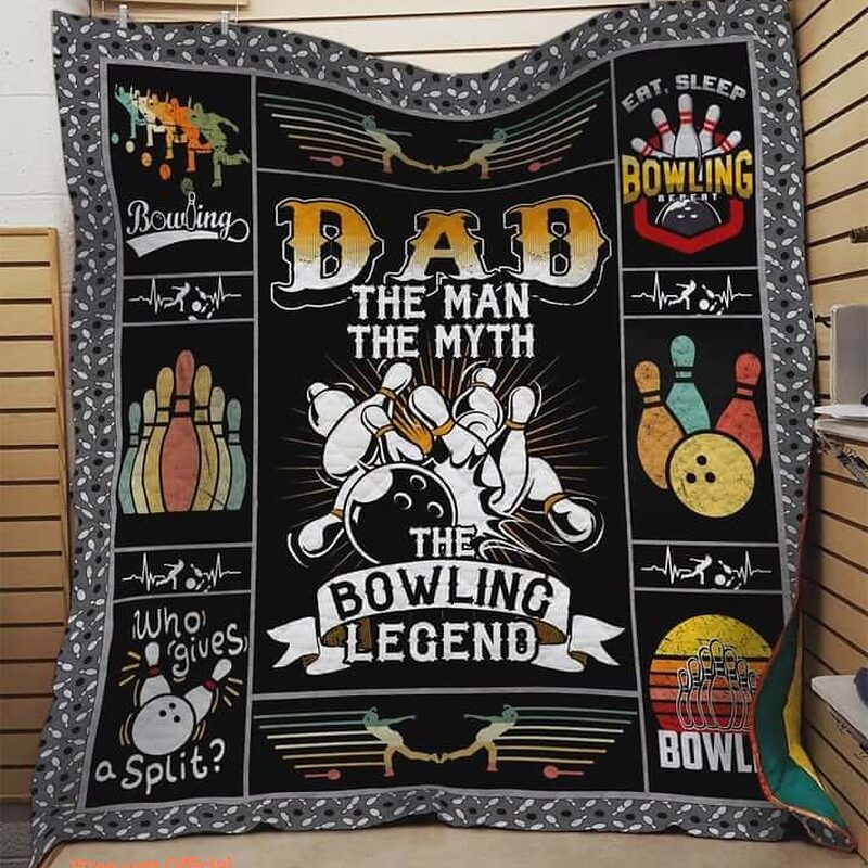 Bowling Dad The Man The Myth The Bowling Legend Quilt Blanket Great Customized Blanket Gifts For Birthday Christmas Thanksgiving - Ettee