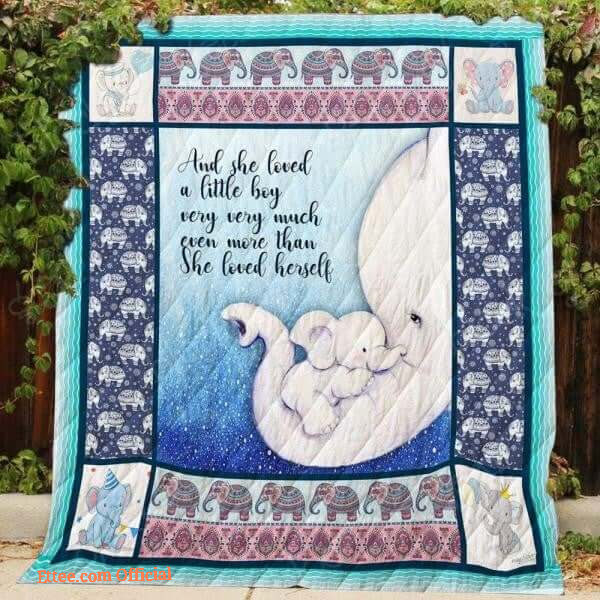 Elephant Mom And Baby And She Loved A Little Boy Quilt Blanket