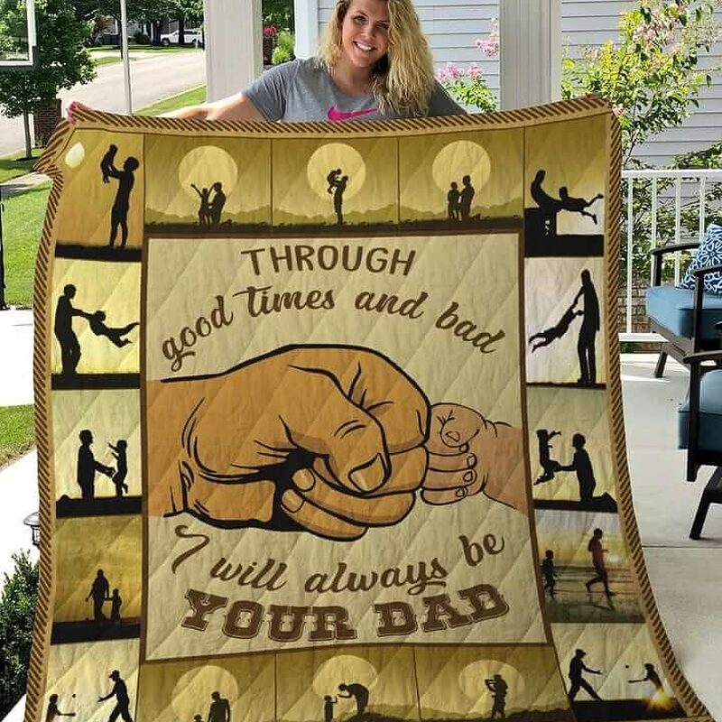 Father And Son I Will Always Be Your Dad Quilt Blanket Great Customized Gifts For Birthday Christmas Thanksgiving Father's Day Perfect Gifts For Son - Ettee