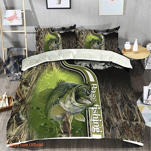Bass Fishing Bedding Set For Fishing Lover Gifts For Birthday Christmas Thanksgiving - Full - Ettee