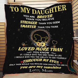 Personalized To My Daughter From Mom You Are Braver Quilt Blanket Great Customized Gifts For Birthday Christmas Thanksgiving - Twin - Ettee