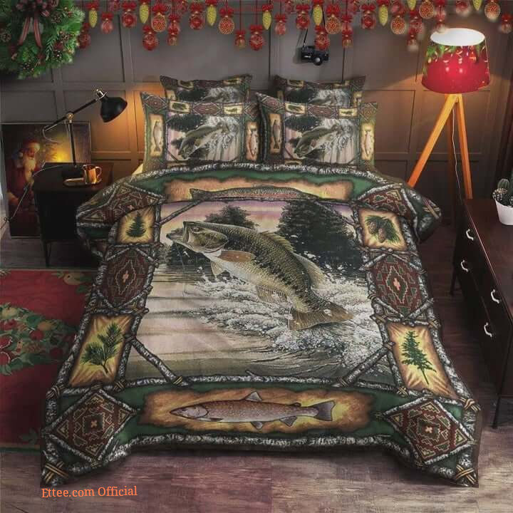 Bass Fishing Cotton Bed Sheets Spread Comforter Bedding Sets