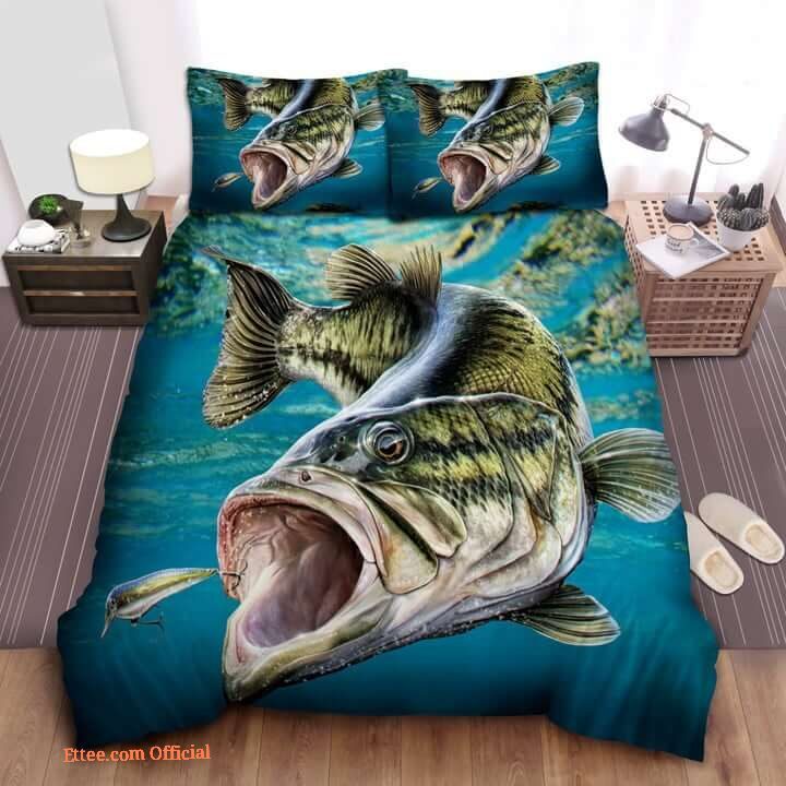 Bass Fishing Hunter Cotton Bed Sheets Spread Comforter Duvet Cover Bedding Sets
