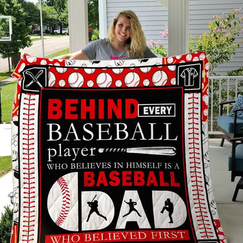 Baseball Dad Behind Every Baseball Player Quilt Blanket - Super King - Ettee