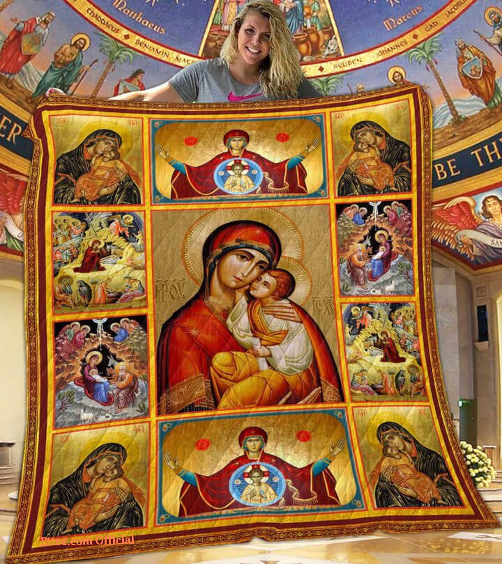 Mother Mary And Jesus To My Mom From Son From Daughter Quilt Blanket Great Customized Blanket Gifts For Birthday Christmas Thanksgiving Mother’s Day