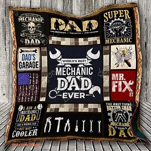 World's Best Mechanic Dad Ever Quilt Blanket Great Customized Gifts For Birthday Christmas Thanksgiving Father's Day Perfect Gifts For Mechanic - King - Ettee