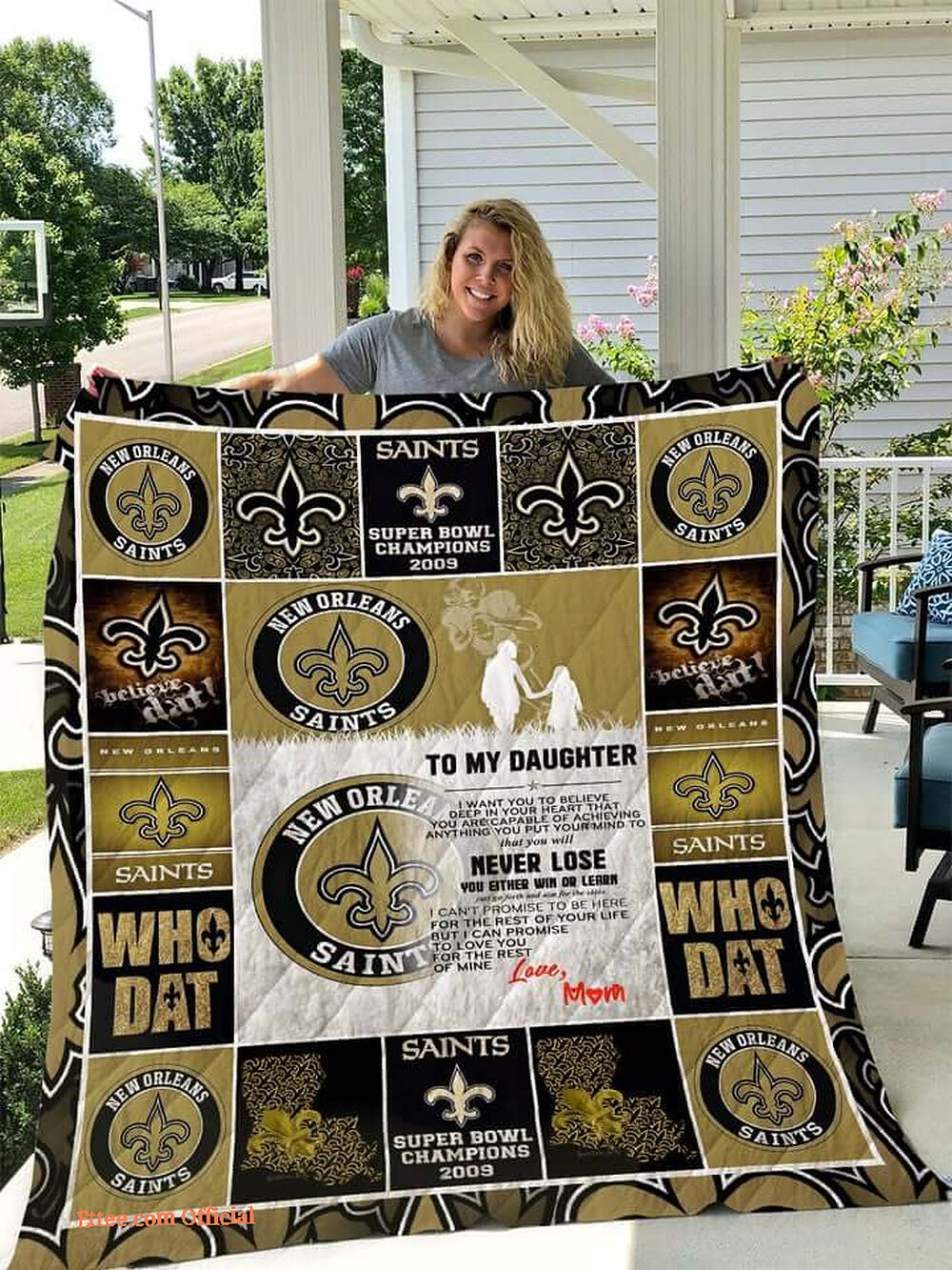 New Orleans Saints.To My Daughter.Love Mom Quilt Blanket - Twin - Ettee